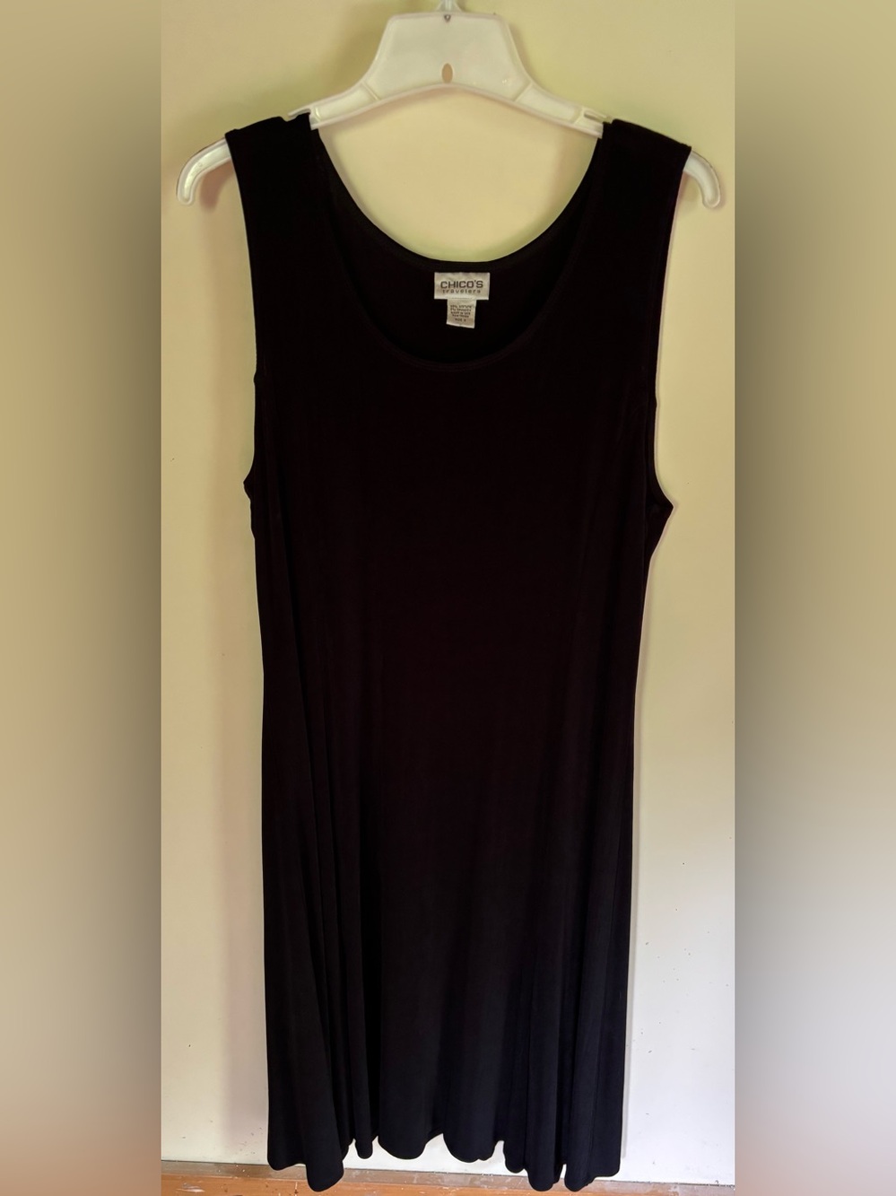 Chico’s Travelers Midi Tank Dress Size 3/XL Black Slinky Packable Made in USA
